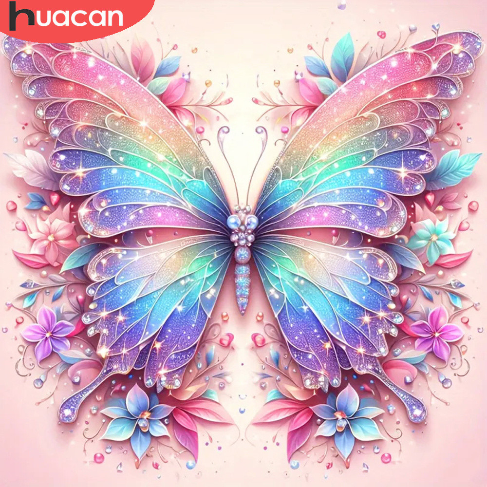 

HUACAN Diamond Mosaic Animal Butterfly Full Square Round Drill Embroidery Flower Kits Decorative Paintings