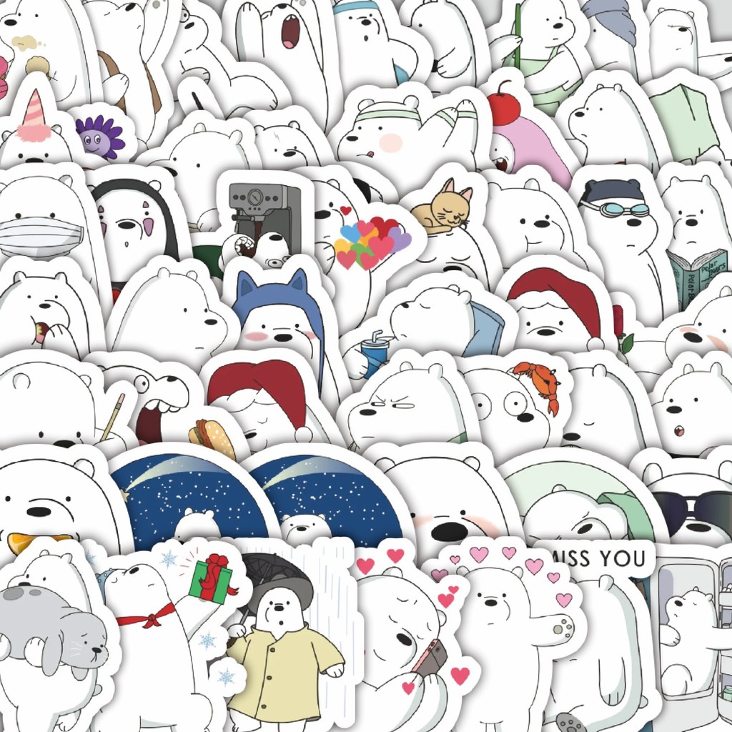 

Stiker Cutting Pack Funny Character We Bare Bear The Ice Bear Only Isi 100Pcs Series Aesthetic Lucu Keren Untuk Koper Bahan Vynil