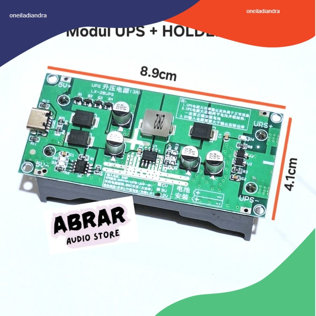 Mini UPS 3A Module With Holder Baterai 18650 Charger Input Type C 5V To 5V 9V 12V / Ups 5v 18650