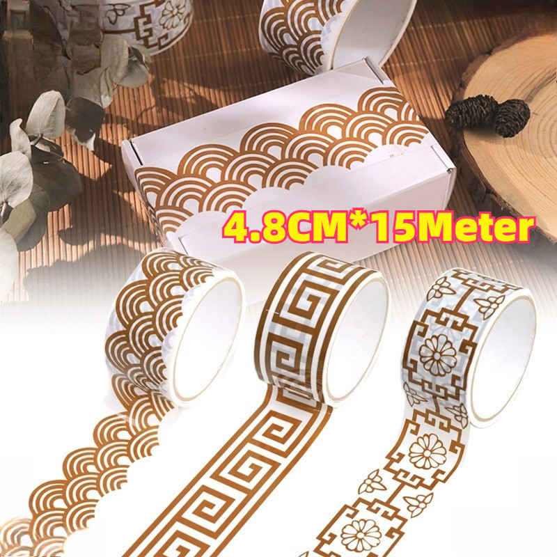 

1 Roll 15 Meter Selotip Emas Stiker/Diy Sticker Scrapbooking/Masking Tape Scrapbook/Masking Tape Basic