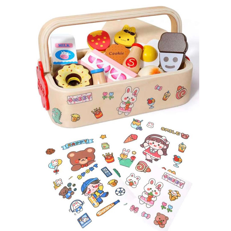 BLOR.SHOP GINGERINFANT mainan buah potong keranjang kayu wooden basket fruits veggies mainan buah po