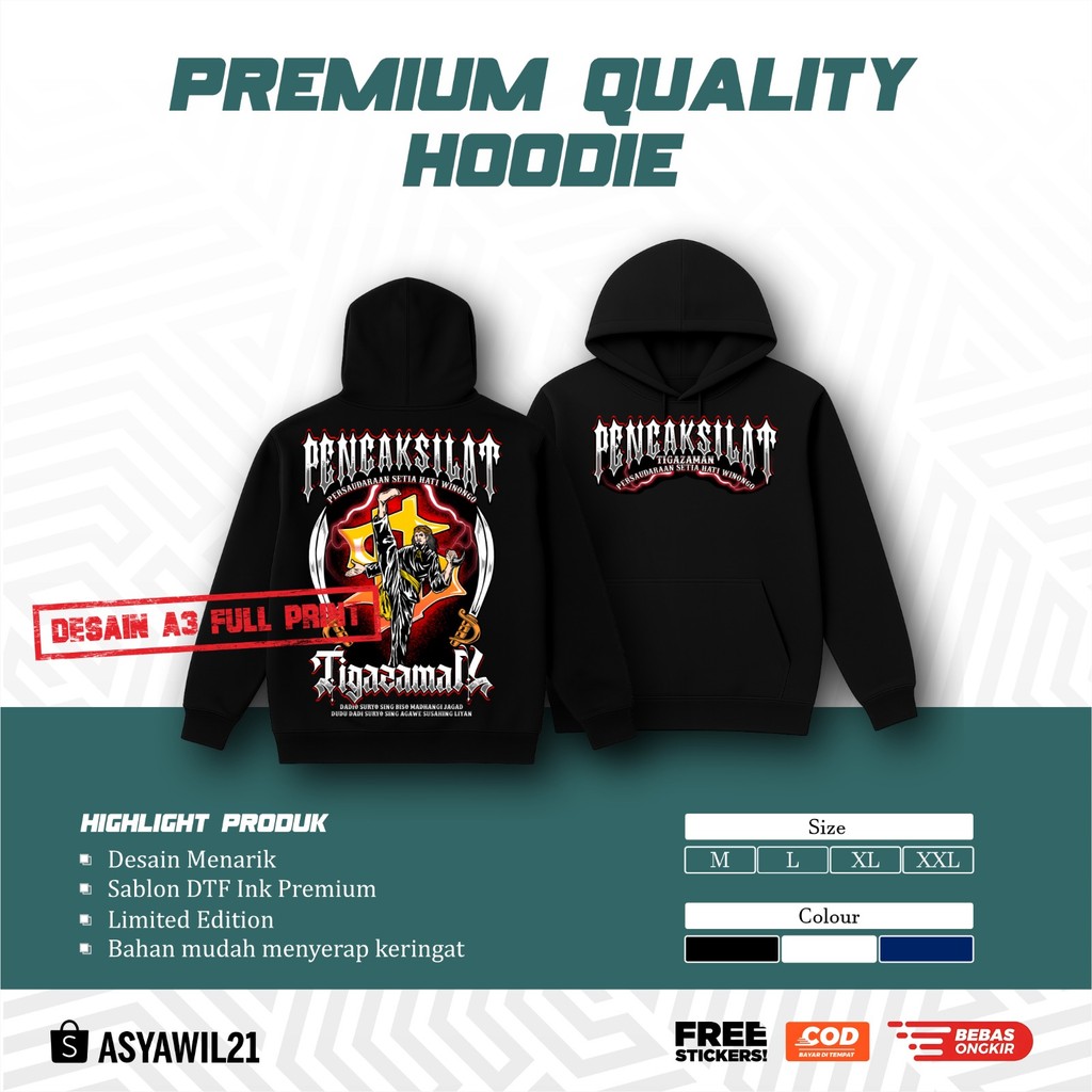HOODIE PSHW PENCAK SILAT TIGA ZAMAN -JAKET PSHW TERBARU - JAKET SH WINONGO - JAKET HOODIE PSHW SIMPE