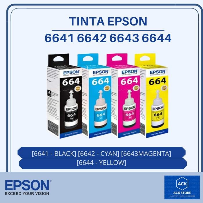 

Tinta Epson 664 ORI T6641 T6442 T6443 T6444 BLACK CYAN MAGENTA YELLOW - Black
