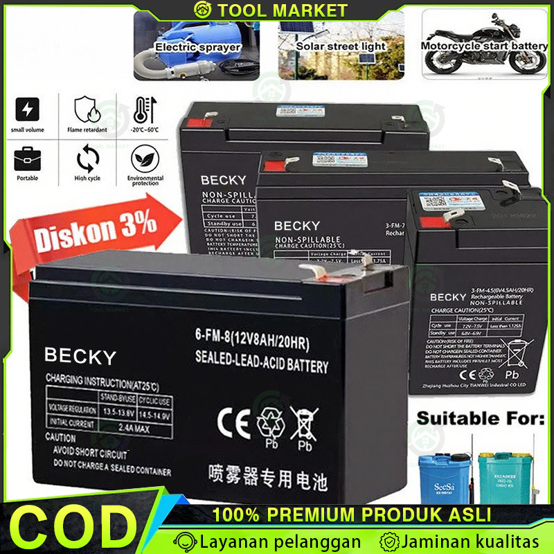 Aki Mobil Mainan 12V12AH （Kemasan Tebal） ASLI Aki 12V8AH Aki Kering Aki Semprotan Pertanian/Aki UPS/