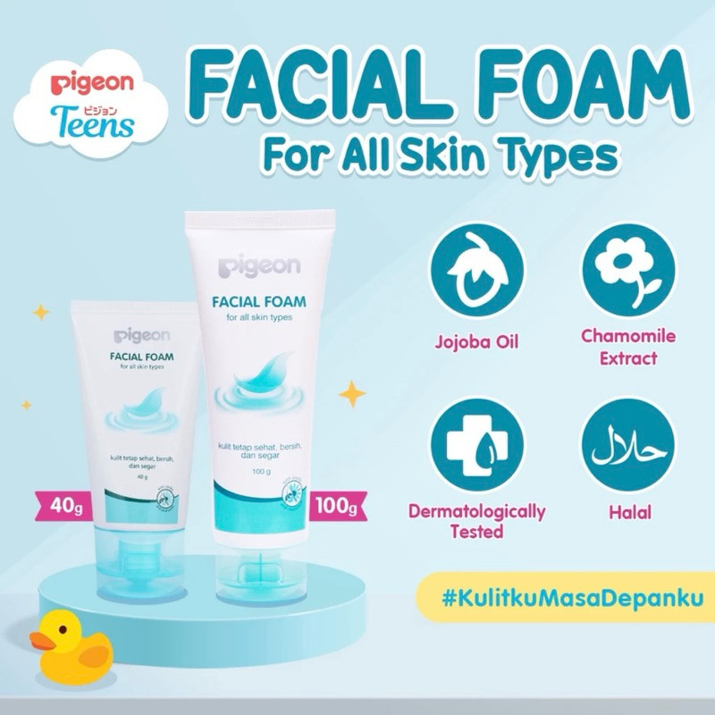 PIGEON Teens Facial Foam 40ml Sabun Muka Pembersih Wajah Anak Chamomile Khusus Remaja Original