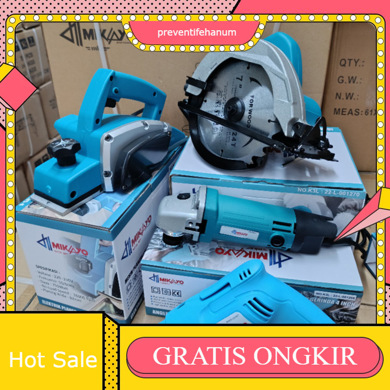 PAKET TUKANG KAYU PROMO PAKET TUKANG KAYU Mesin Serut KAIROS +Gerinda 4 inch KAIROS + Mesin Bor 10mm