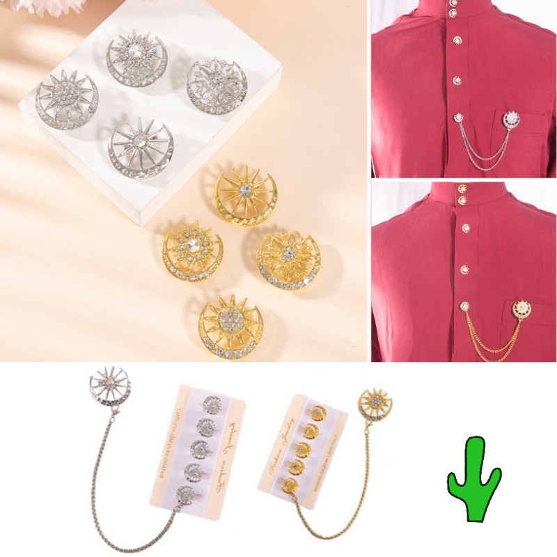 Butang Baju Melayu Pria Kancing Baju Melayu Pria Set Anti Karat Kancing Pin