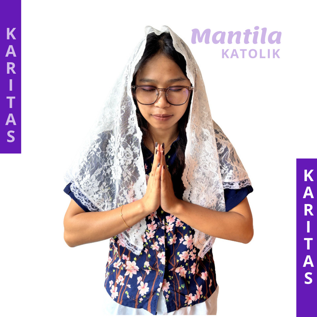 MANTILA KATOLIK PUTIH / KERUDUNG MANTILA KATOLIK / TUDUNG KEPALA DOA WANITA UNTUK MISA