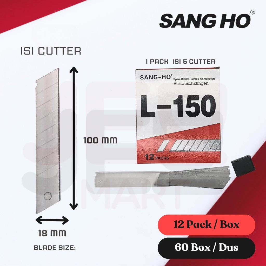 Grosir 1 Dus isi 3600 Pcs (ISI CUTTER BESAR) SANG-HO L-150 ISI REFILL CUTTER TAJAM