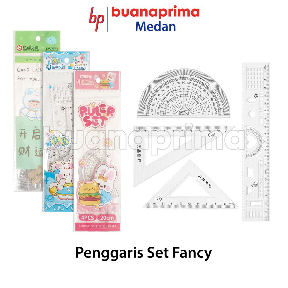 

PENGGARIS SET FANCY Murah Rol Busur Segitiga Siku-siku Kecil 4 pcs Per Set Ruler