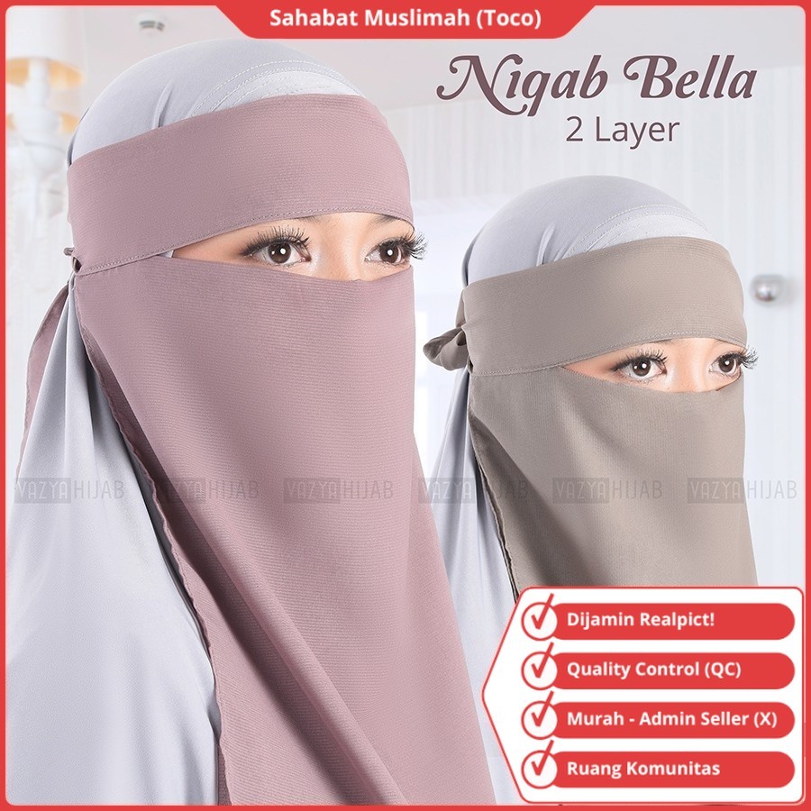Cadar Tali 2 Layer Niqab Niqob Yaman Nikab Nikob Terbaru 2026 Bella Bahan Polycotton