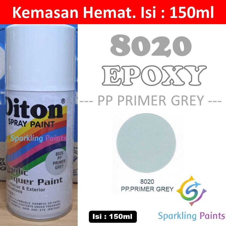 Pilox Diton Primer Grey 8020 Epoxy Dasaran Abu-abu Abu 150 ml Ekonomi Ekonomis  Hemat Kaleng kecil E