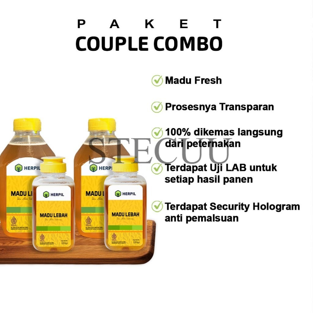 

Herpil Madu Lebah 2 Botol 330 Gram & 2 Botol 1 Kg Madu Murni Fresh Nektar Multiflora