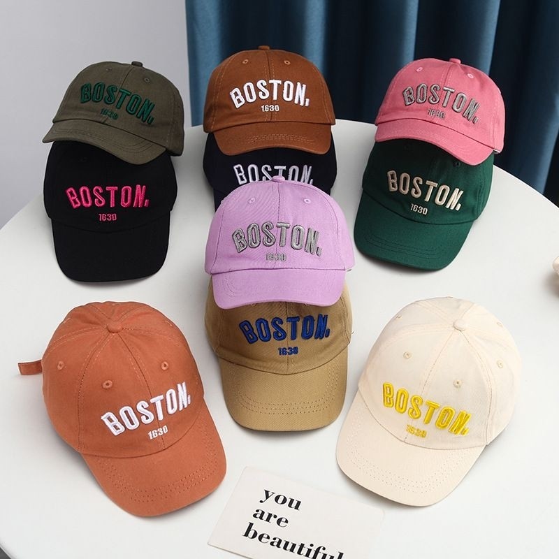 Topi Anak Balita bordir Boston aneka warna polos/2-6 tahun || Topi baseball anak unisex Boston / top