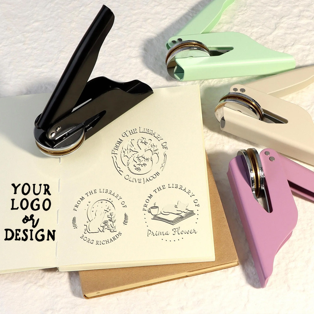 

Custom Embosser Stamp LOGO DIY Personalized Book Embosser Seals for Letter Head Wedding book Envelope Graduation Decor