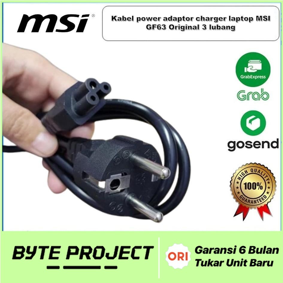 Kabel power adaptor charger laptop MSI GF63 Original 3 lubang