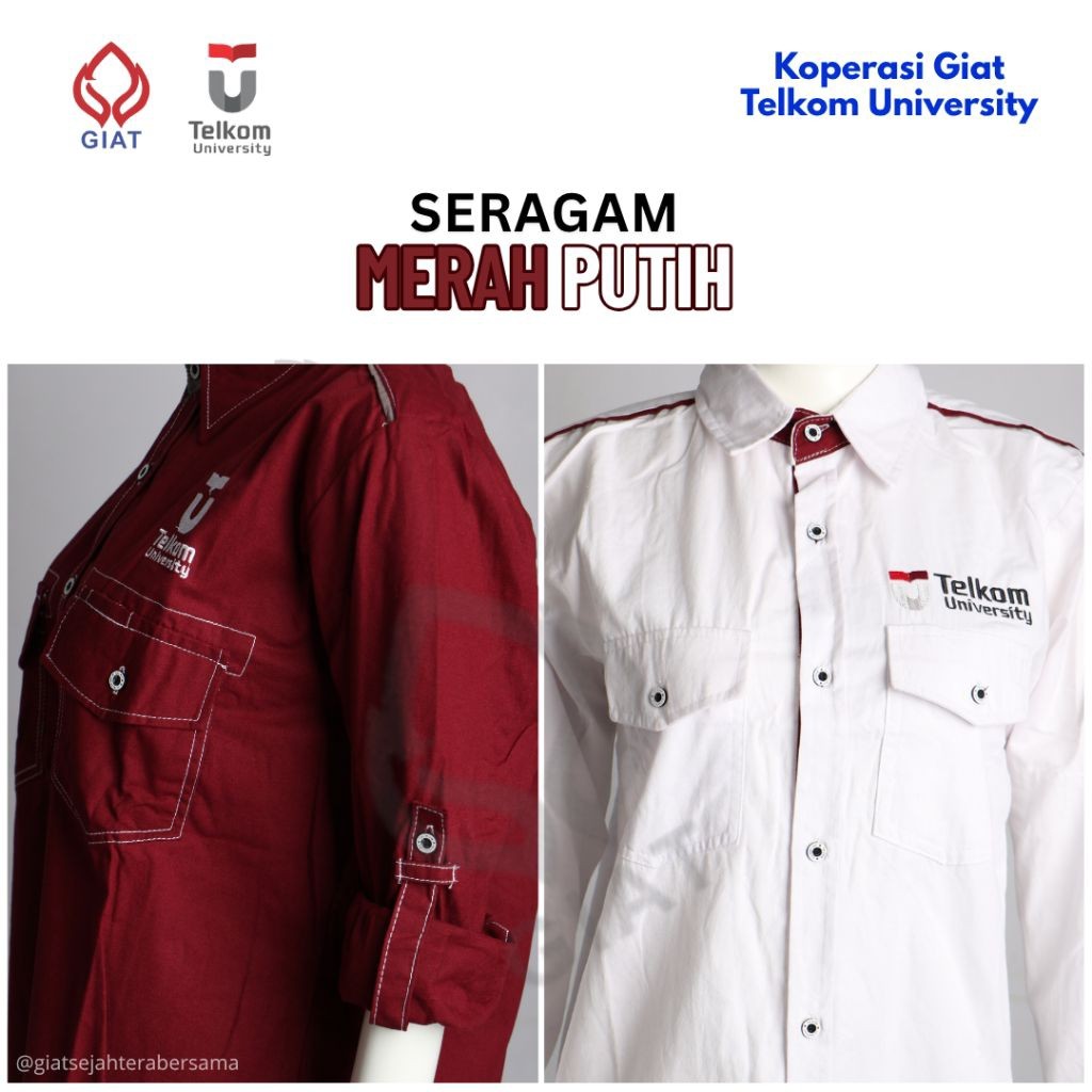 BACE.SHOP [READY STOK] SERAGAM TELKOM UNIVERSITY | SERAGAM MERAH PUTIH TELKOM UNIVERSITY | SERAGAM M