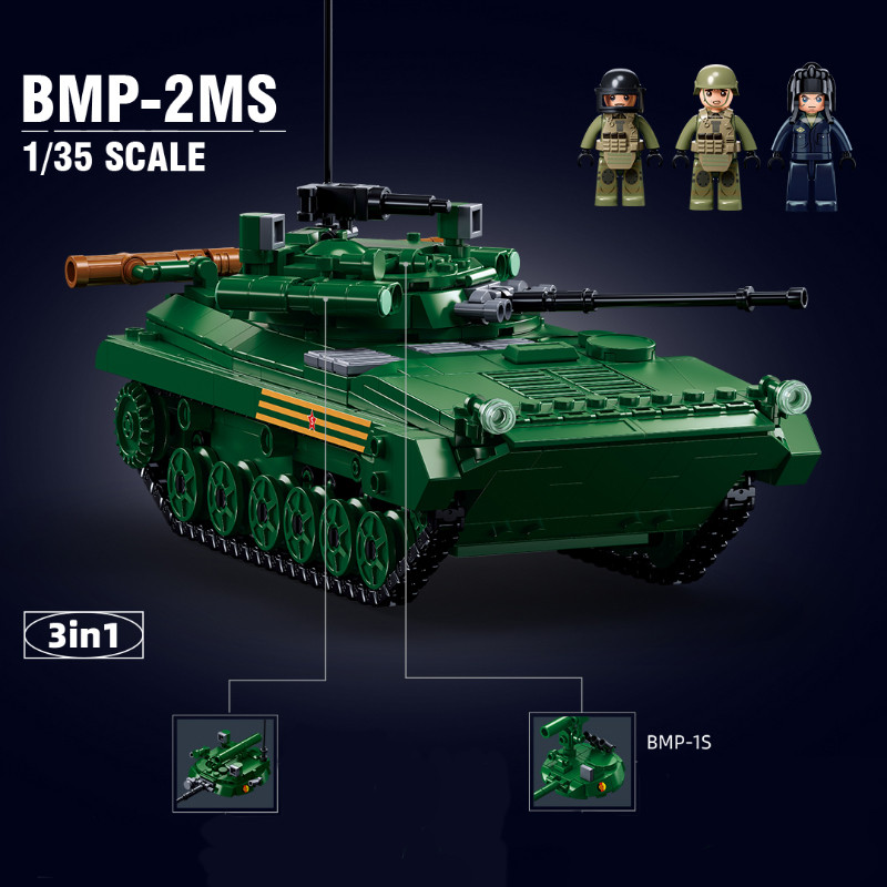 Military WW2 BMP-2 Infantry Fighting Assault Armored Vehicle Battle Tank Army Weapon Buig Block Mode