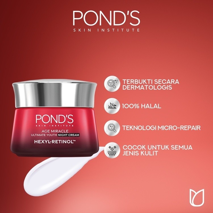 Ponds Age Miracle Night Cream 9G / Ponds Age Miracle Krim Malam ukuran Kecil