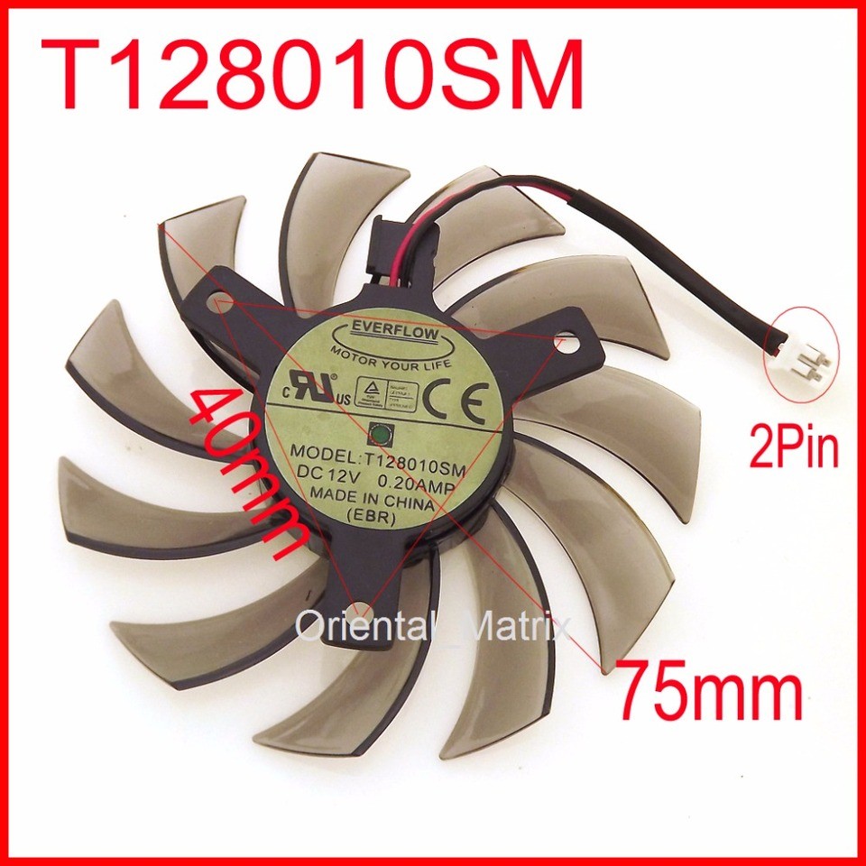 T128010SM 75mm 12V 0.2A For Gigabyte N470SO N580UD N580SO GTX460 GTX470 GTX580 HD5870 Graphics Card 