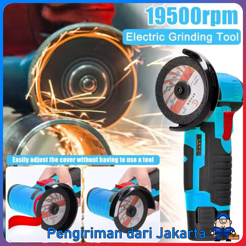 【COD】Brushless Gerinda Angle Grinder Cordless Mesin Gerinda Tangan Elektrik Gerinda Baterai   Portab