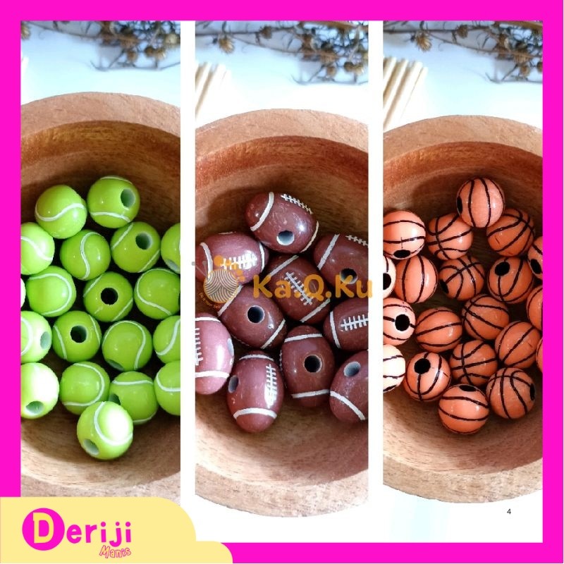 DM Manik Mote Bola / Manik Mote Motif Bola / Mote Bola Lubang Besar