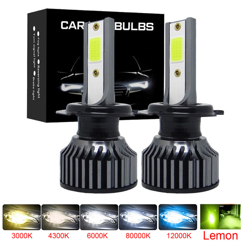 2Pcs H4 H11 H7 Led Car Headlight Light H1 H3 H8 H9 880 881 Bulb 6000K 3000K Ice Blue Green 12V 24V F