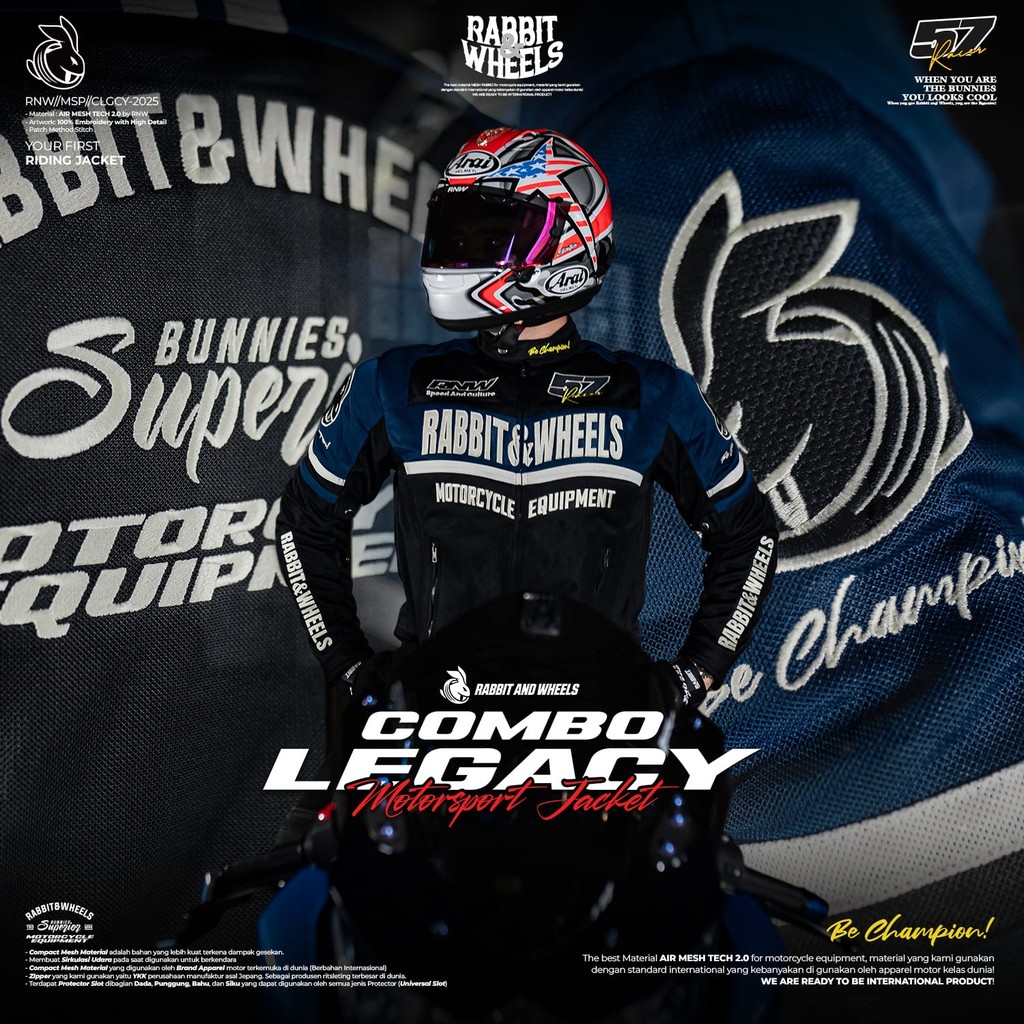 COMBO LEGACY NAVY Motorsport Jacket - RABBIT AND WHEELS