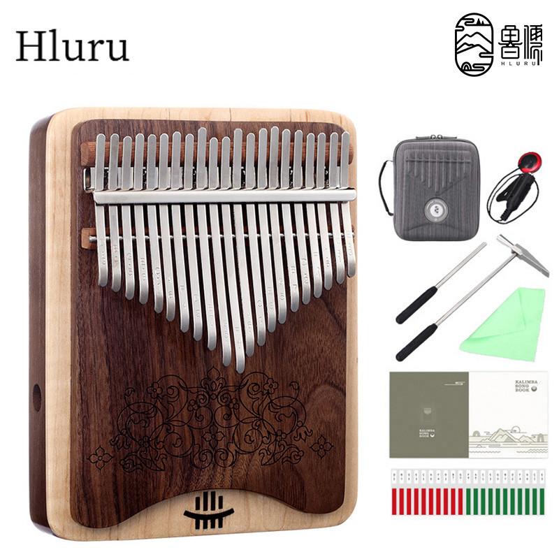 HLURU 21 Keys Kalimba Musical Instrument Professional Thumb Piano Full Solid Wood Black Walnut Kalim