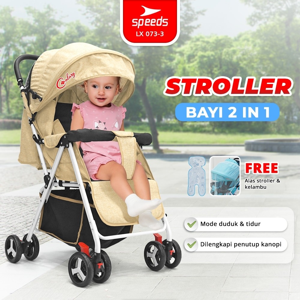 Speeds Stroller Anak Lipat Premium Portabel Bayi Newborn Baby Stroller Kereta Dorong Bayi Traveling Full Cover 073