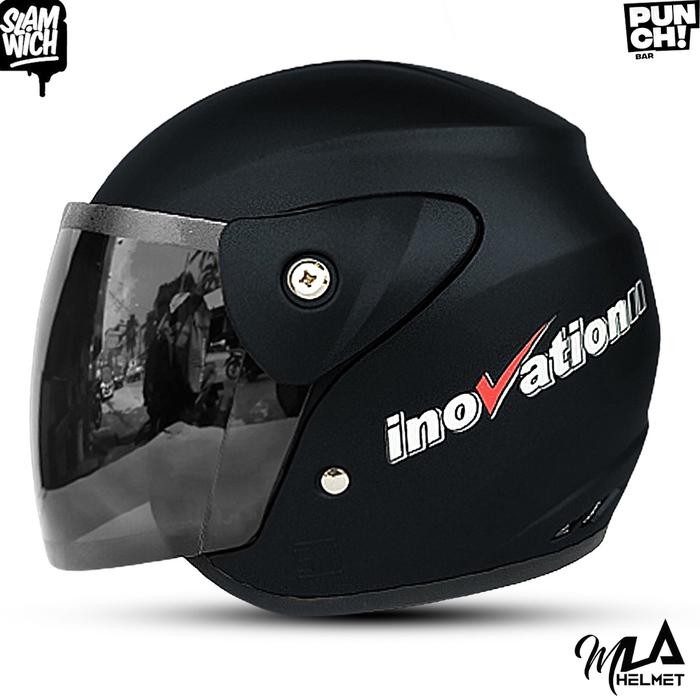 NEW PRODUK Helm Half Face Inovation KACA HITAM Murah SNI Dewasa Full Leher Mirip Dengan Helm Gm Evo 