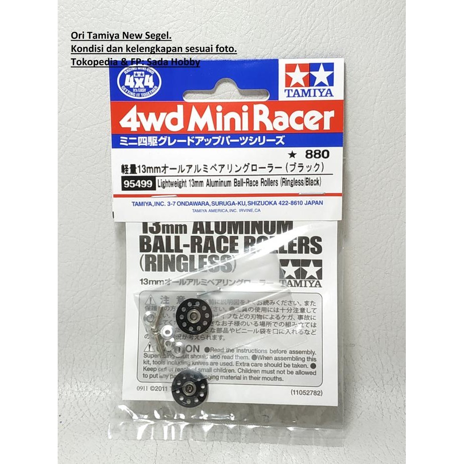 HW  Tamiya 95499 Lightweight 13mm Aluminium Ball Race Rollers Ringless Black