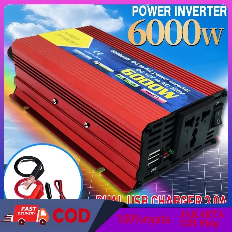 GEARBOX Inverter 6000 Watt Power Inverter DC AC Aki listrik Serbaguna Besaar 6000W Universal Inverte