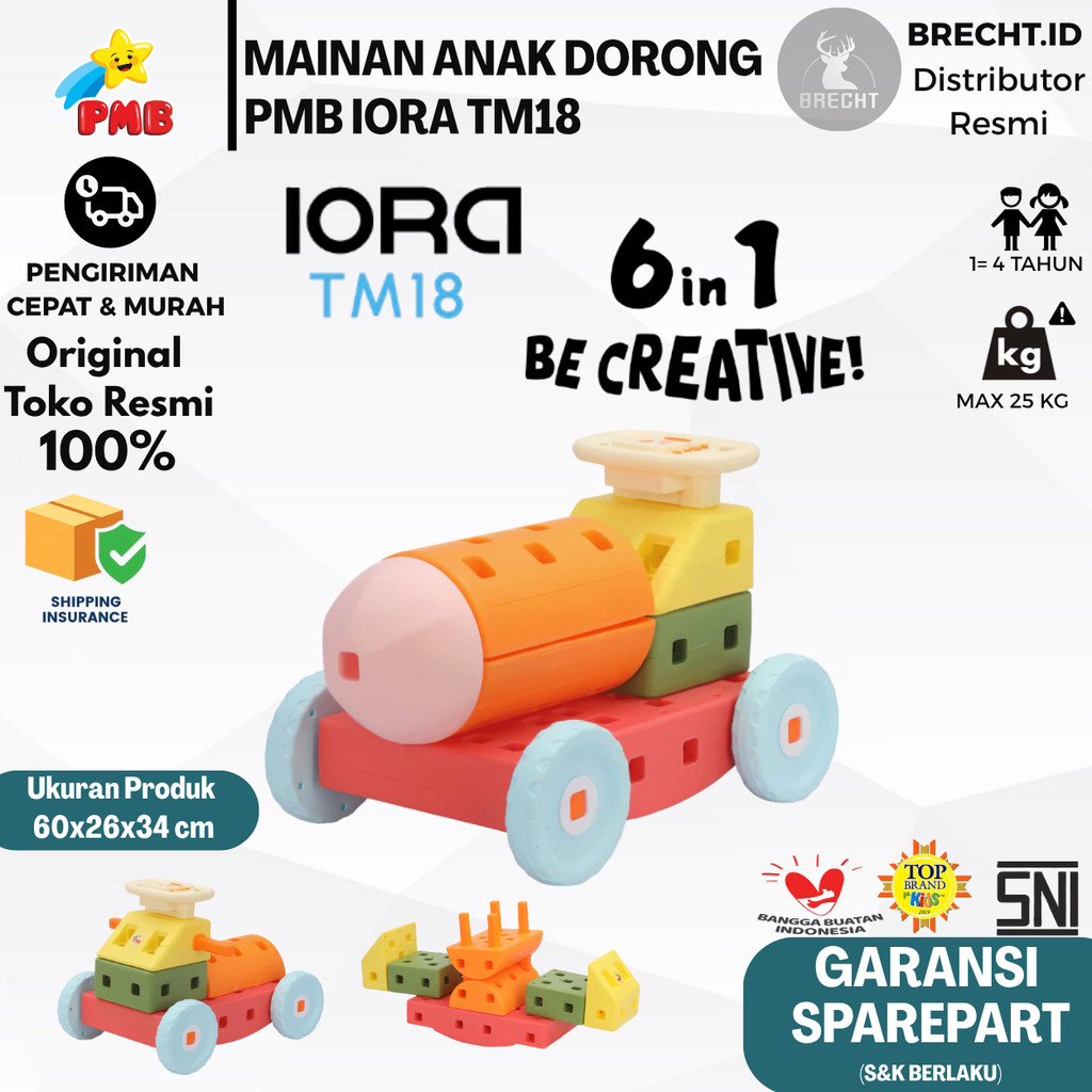 Mainan Anak Ride On Mobil Dorong PMB IORA TM 18 TM18 Iora Mainan Anak CREATIVE 6IN1