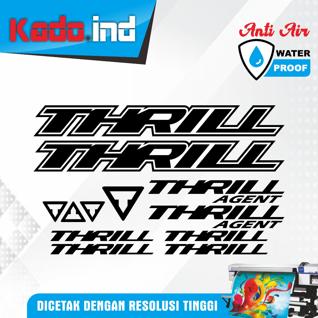 Decal Stiker Cutting Sepeda THRILL, Sticker Bike MTB Balap