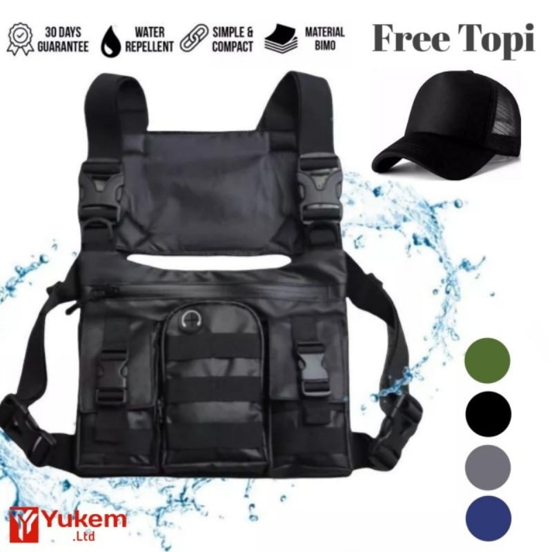 GoWork1 JM01-Tas Dada Chest Bag Waterproof Tas  Rompi Pelingdung Dada  Grab Ojek Tas Saku Depan Buat