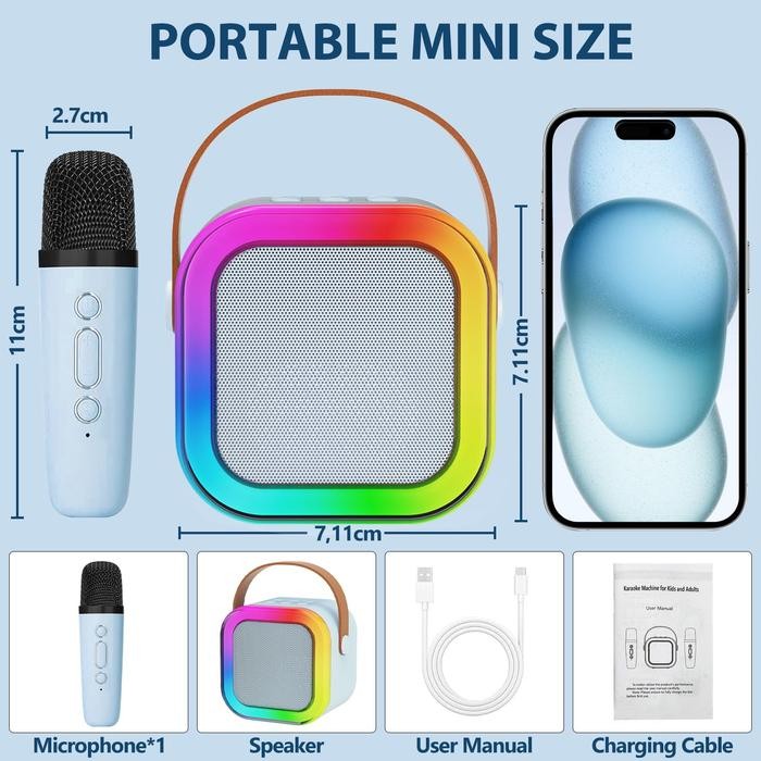 [COD]5-star Set Karaoke Speaker Mikrofon 5 Bintang - Bluetooth Mini dengan Bass Full, Portabel, 2 Mi