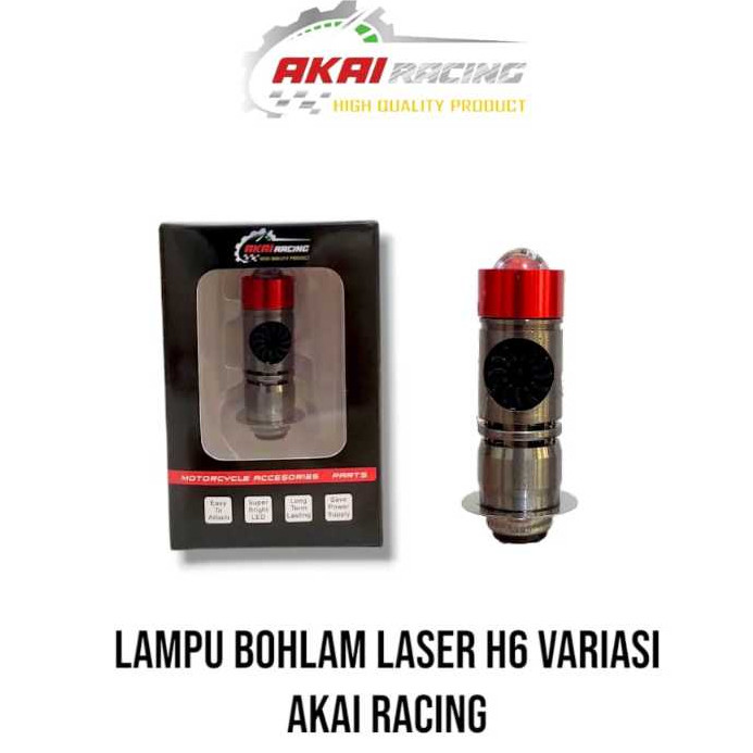 Bohlam Lampu Depan Led Akai Racing + Kipas Bohlam Laser H6 Putih-Kuning Lampu Motor Ac Dc Laser Hi L