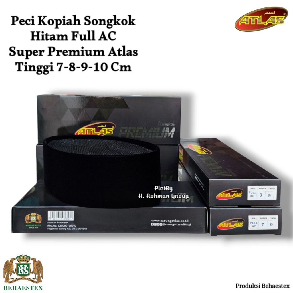 Peci Songkok Hitam - Peci Hitam Atlas Full AC - Peci Atlas Premium Original - Songkok Atlas Premium 
