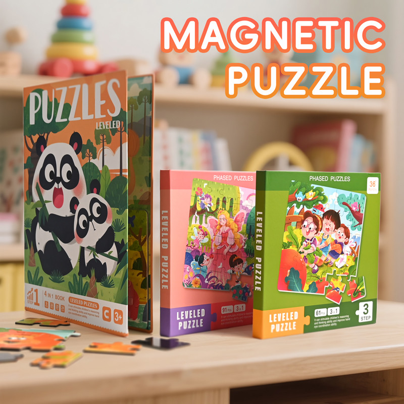 3-in-1 Magnetic Jigsaw Puzzles Creative Book Montessori Educational Toy Boys Girls Toys For Children
