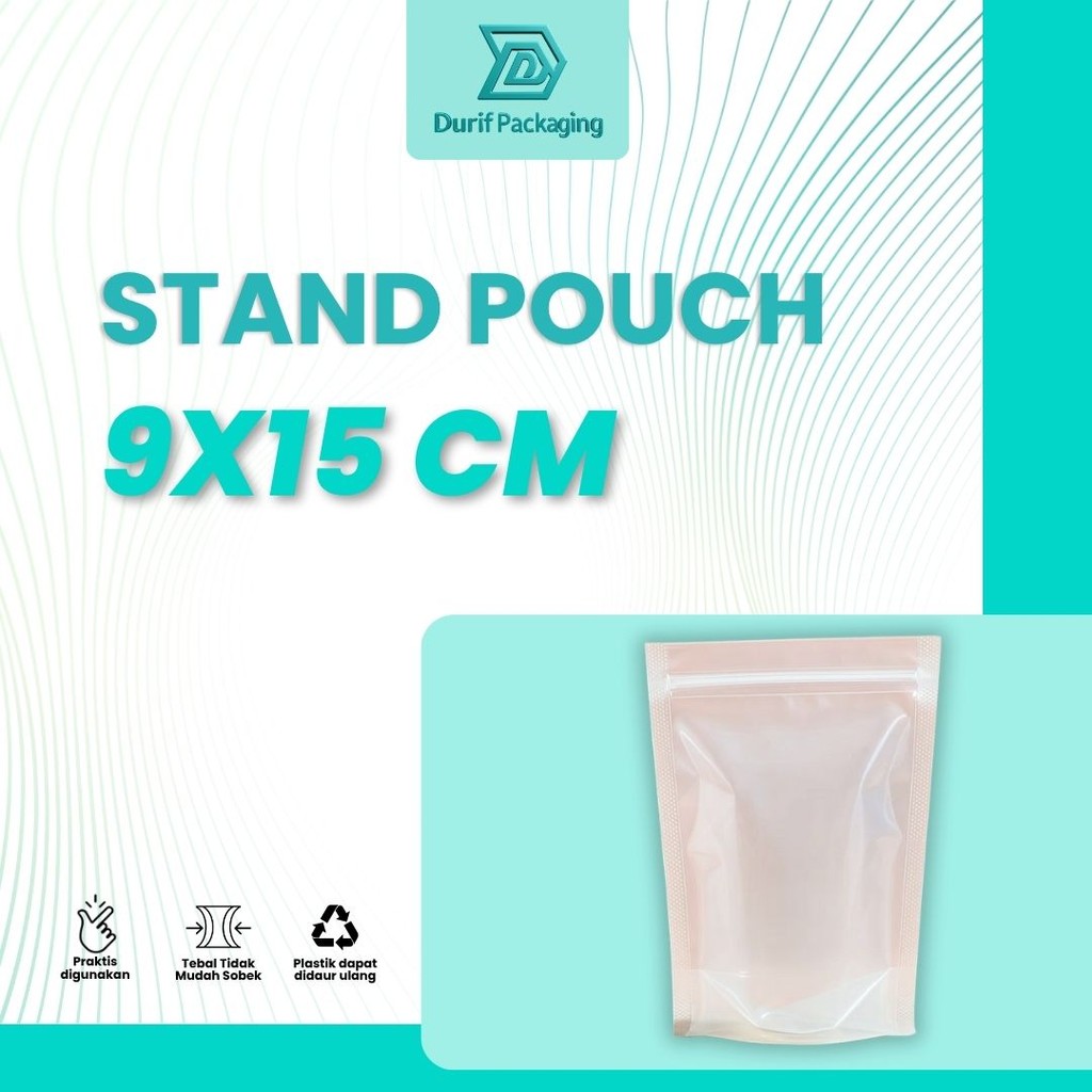 Standing Pouch / Stand Pouch / Pouch untuk Makanan / Pouch Snack Ukuran 9 x 15 Plastik Klip berdiri 