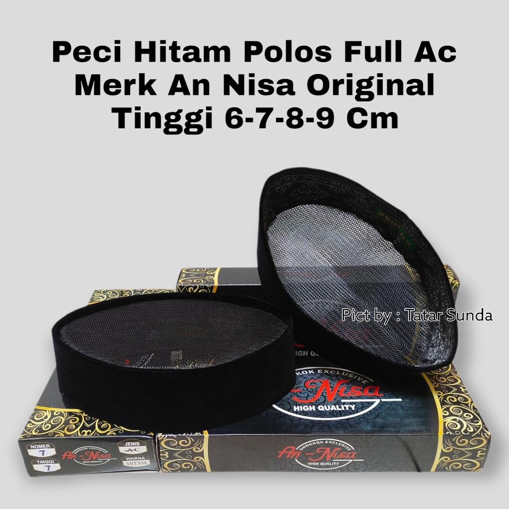 Songkok Hitam Pria Motif FULL AC An-Nisa Tinggi 6.7.8.9.10 Cm Songkok Hitam Laki-Laki