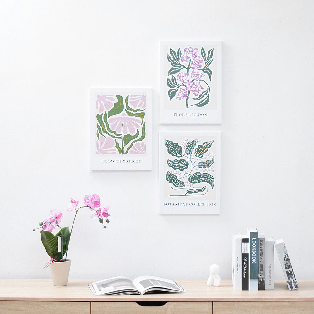 Informa 30X40 cm Set 3 Pcs Hiasan Dinding Kanvas Print Flower X24 Wall Art Decoration Lukisan Canvas
