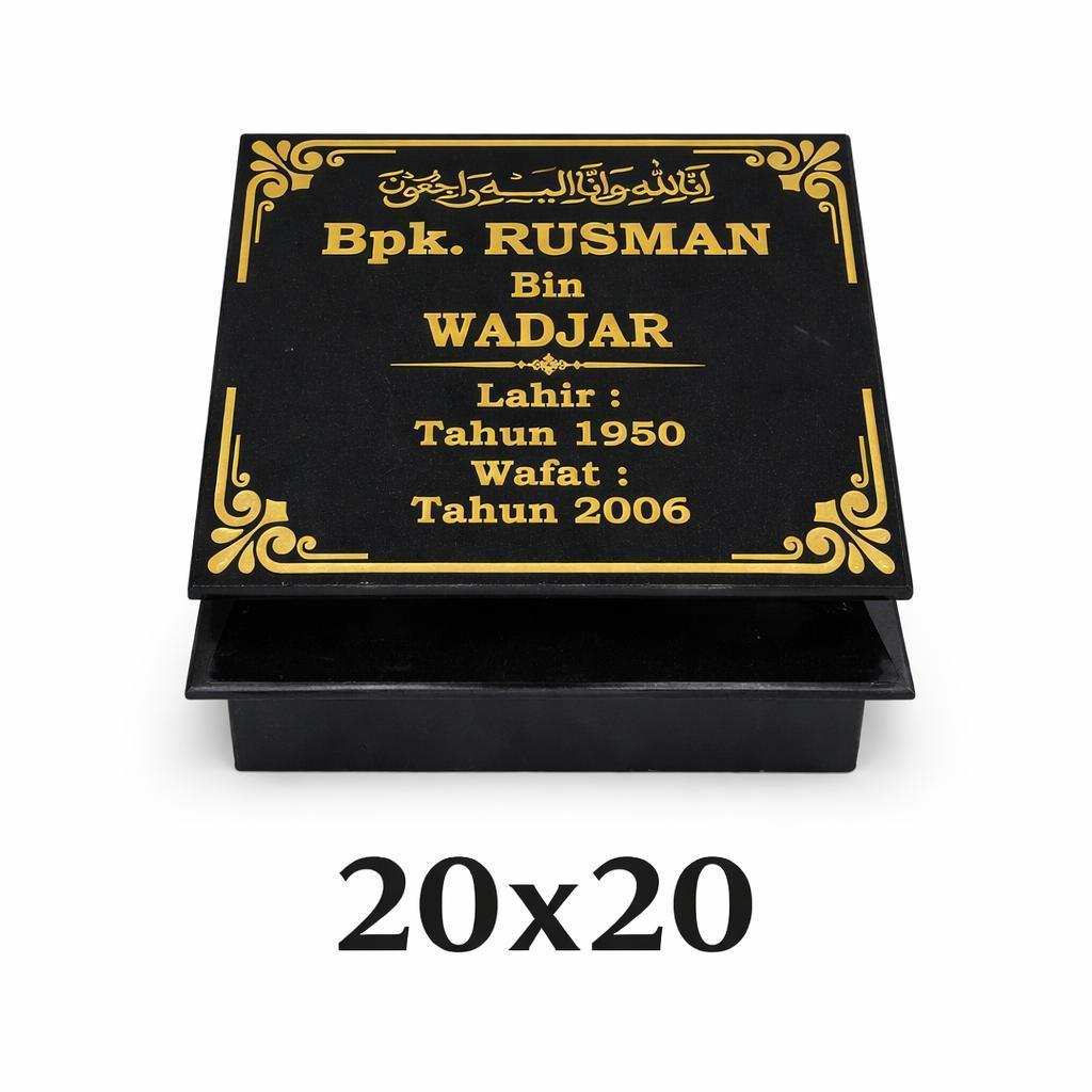 DUNIA NISAN Cahaya Nisan - Batu Nisan Granit Hitam Ukuran 20x20 CM Full Dudukan