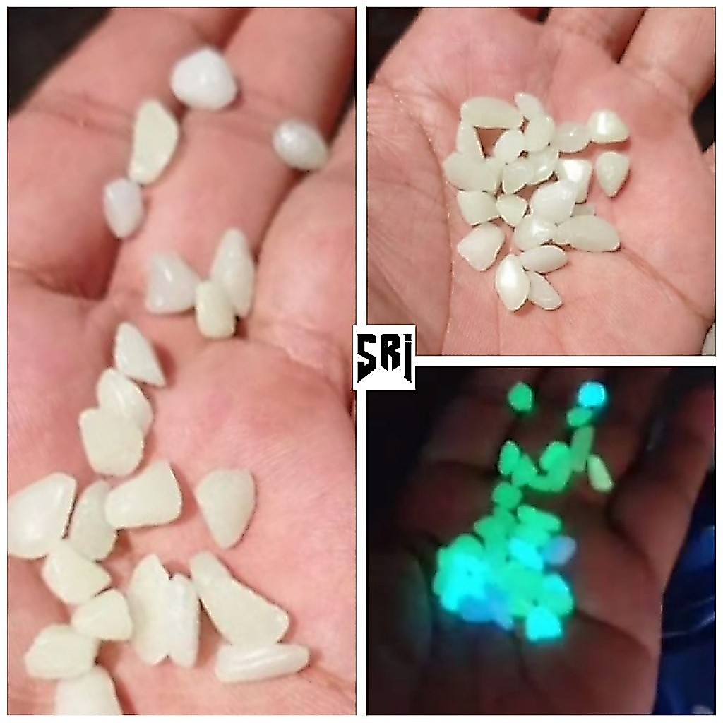 6 BUTIR BATU KERIKIL FOSFOR MENYALA DALAM GELAP ORIGINAL NATURAL BATU ALAM