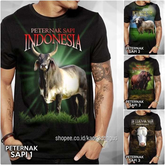 KAOS PETERNAK SAPI | Baju Kaos Gambar SAPI Distro PREMIUM Kaos Ternak Sapi Indonesia Jagal Sapi S-2X