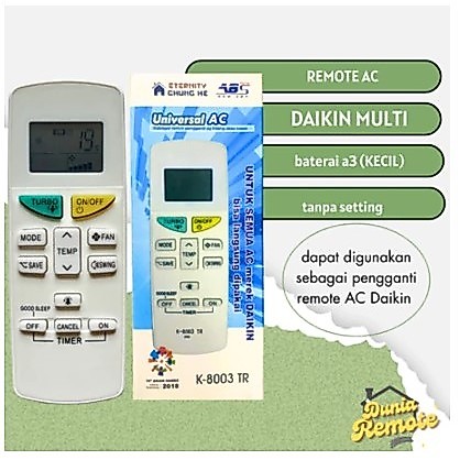 Remote AC DAIKIN Tanpa Setting Type-8003tr Inverter split multi Bagus
