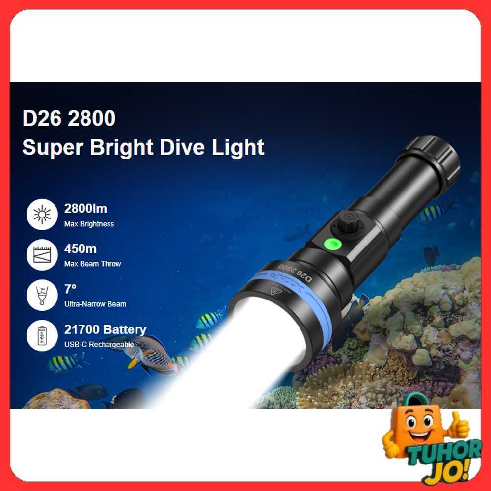 XTAR Senter Selam Diving Flashlight LED High Beam IPX8 2800 Lumens - D26 2800