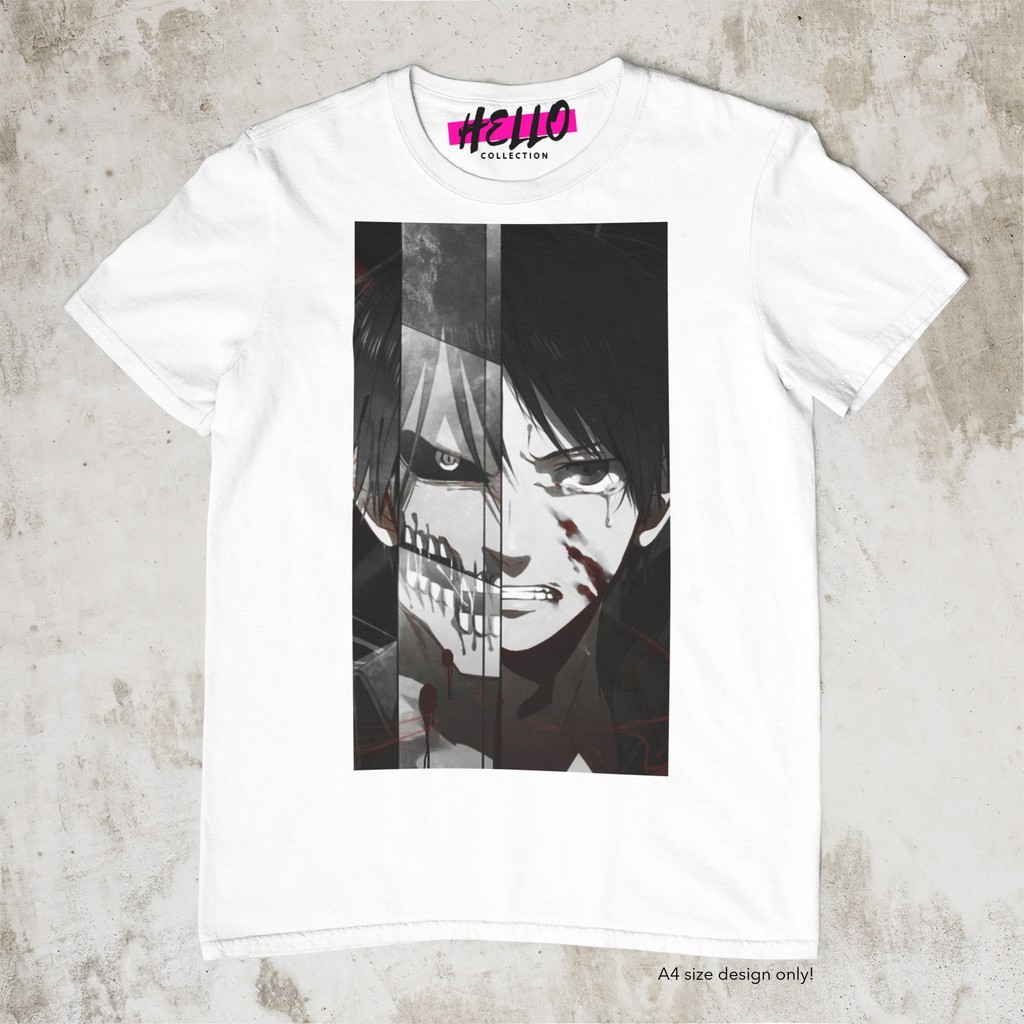 Kaos Anime Attack On Titan AOT - TITAN EREN MAIN CHAR Anime Shirt Baju Anime D21