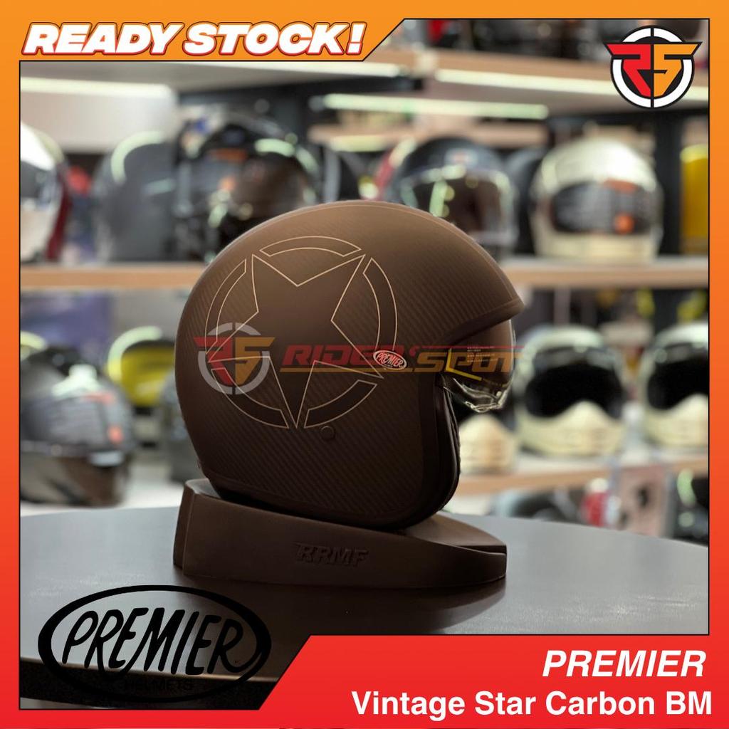 Helm Motor PREMIER Vintage Star Carbon BM Halface Original